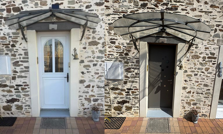 Bruz changement de porte d'entrée avant après travaux