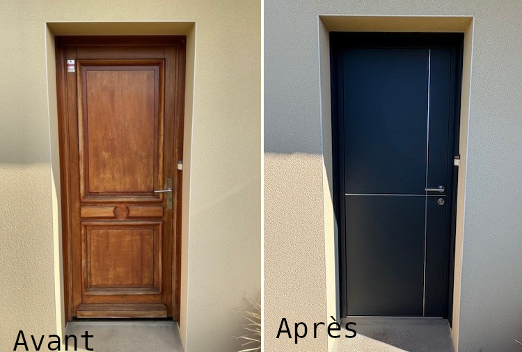 Avant/Après changement de porte d'entrée à Guipry-Messac