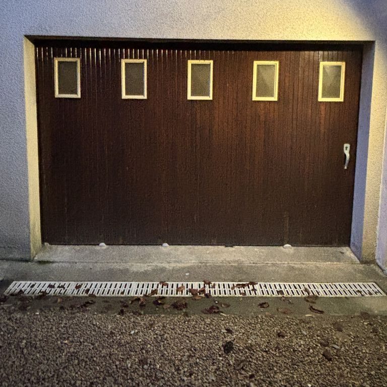 Ancienne porte de garage coulissante en bois